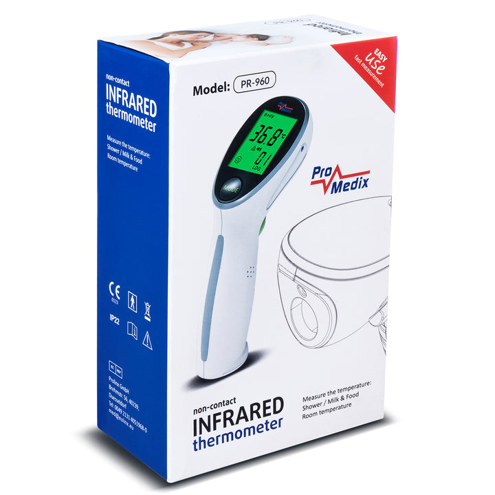 Termómetro médico por infrarrojos sin contacto Promedix PR-960 + 2 pilas AAA Varta Industrial