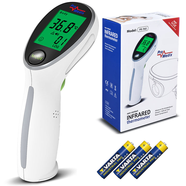 Termómetro médico por infrarrojos sin contacto Promedix PR-960 + 2 pilas AAA Varta Industrial