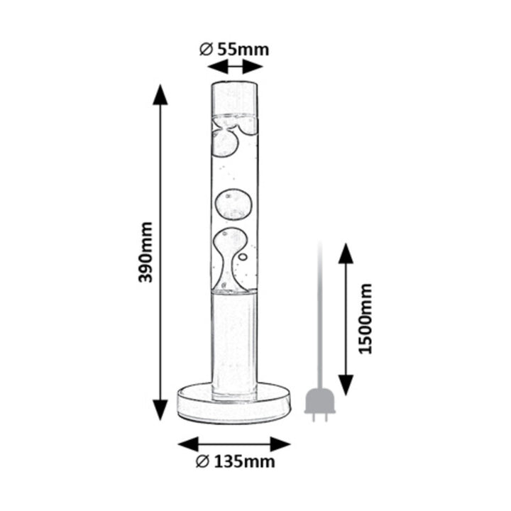 Lámpara de lava LED Rabalux, 25 W, 3000 K, amarilla, Lavastic