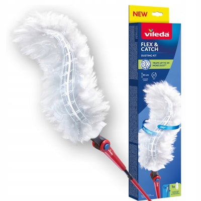 Escoba Vileda Flex&Catch, mango largo, 1 recambio incluido, antideslizante, cabeza flexible, 179434