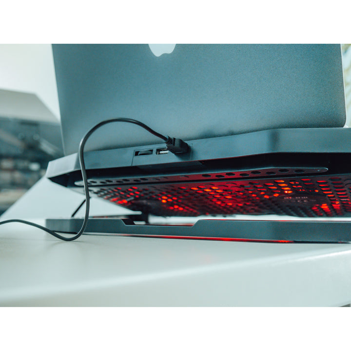 Soporte de refrigeración para portátil Blow Hurricane, cuatro ventiladores, iluminación roja, concentrador USB integrado
