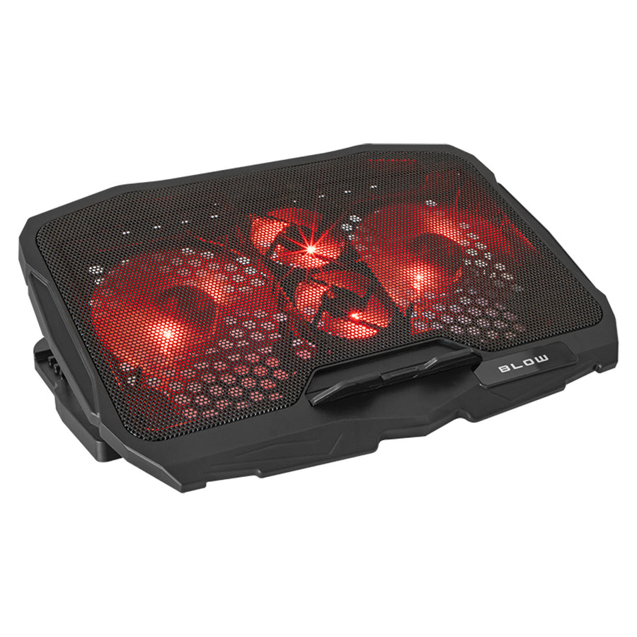 Soporte de refrigeración para portátil Blow Hurricane, cuatro ventiladores, iluminación roja, concentrador USB integrado