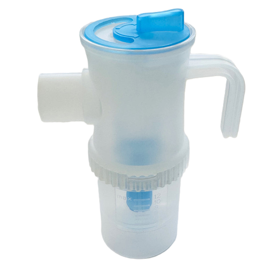 Juego de accesorios de inhalación/nebulización Omnibus, nebulizador grande de 12 ml, color azul, 5 filtros de repuesto, control de velocidad