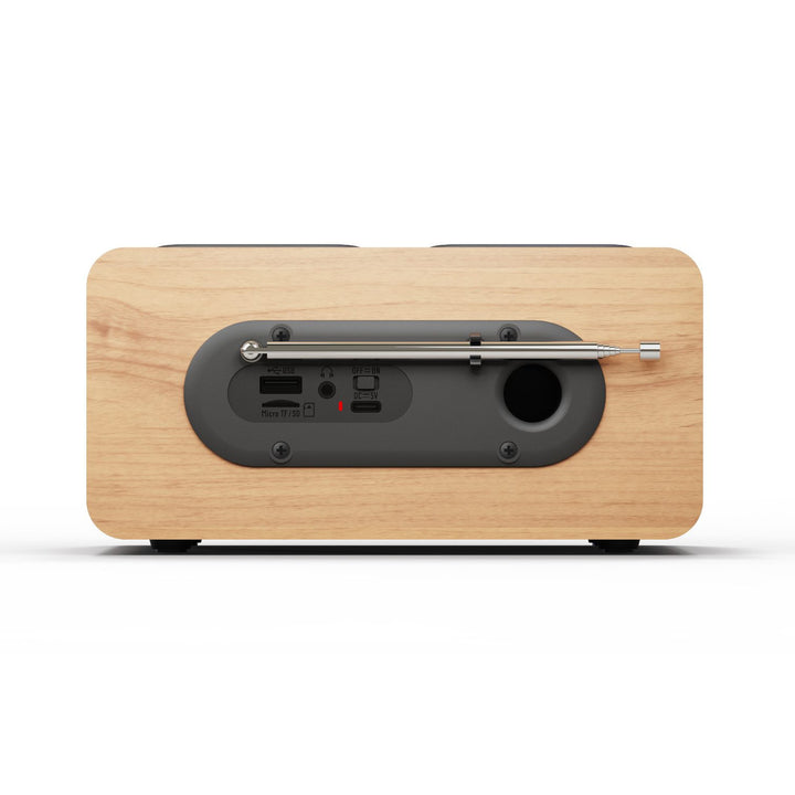 Radio portátil Blaupunkt, radio digital DAB+ y sintonizador FM, Bluetooth, salida de auriculares, reproductor USB y microSD, pantalla LCD, función de reloj y alarma, alimentada por batería recargable USB-C, DR10CR