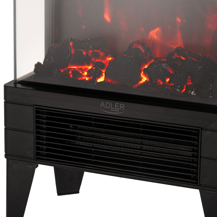 Chimenea eléctrica LED con mando a distancia, 2 potencias de calefacción 1000W/2000W, termostato, Adler AD 7755