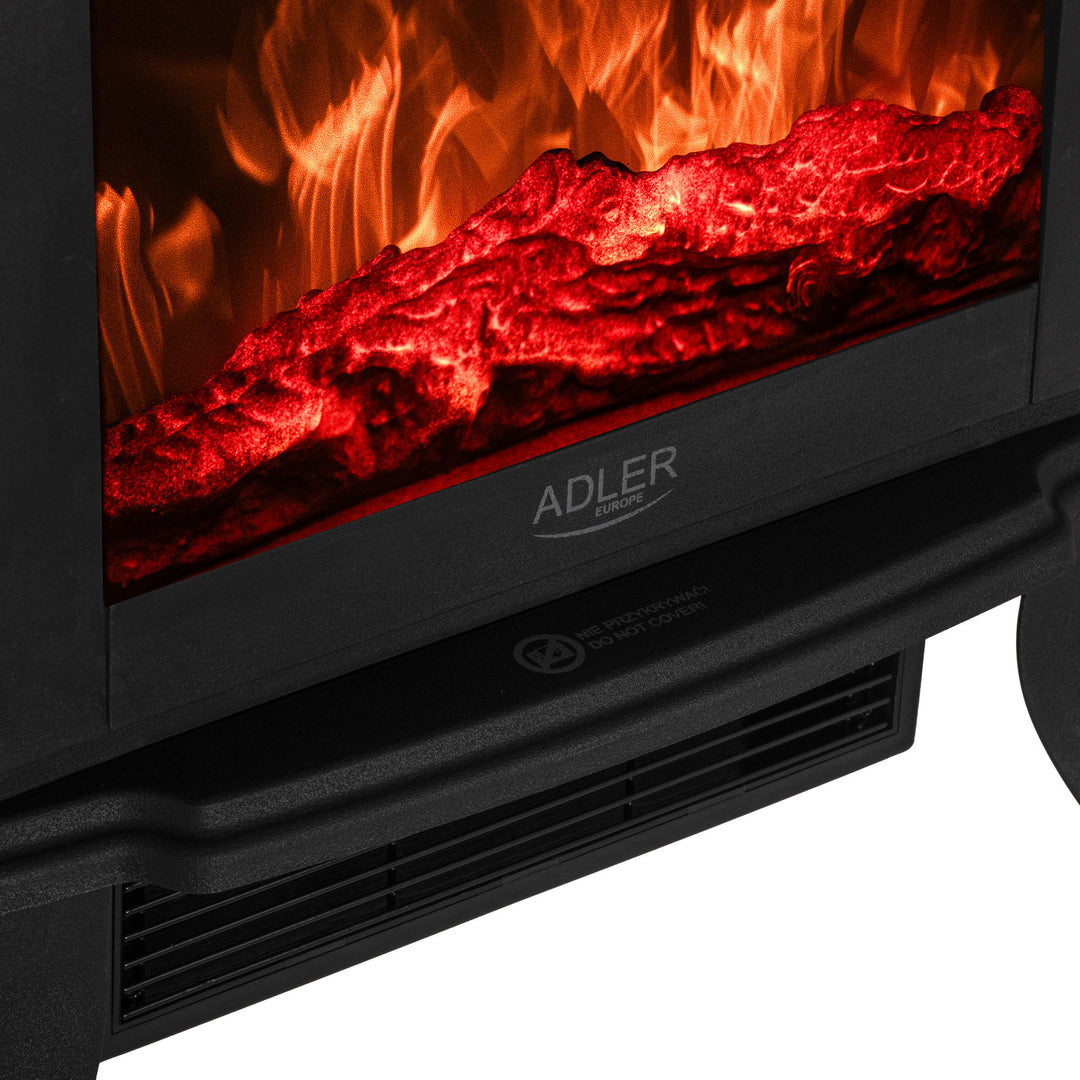 Chimenea eléctrica Adler, 2 niveles de calefacción, potencia máx. 1800W, termostato, efecto llama 3D, AD 7754