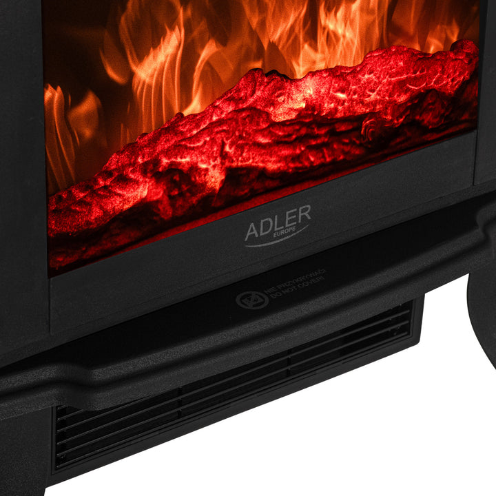 Chimenea eléctrica Adler, 2 niveles de calefacción, potencia máx. 1800W, termostato, efecto llama 3D, AD 7754