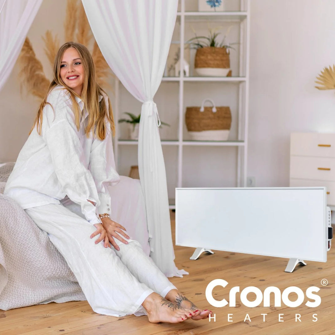 Calefactor por infrarrojos Cronos, 330W, blanco, antialérgico, ultrafino, superficie mate, calienta una superficie de hasta 12m2, Synthelith PRO CRP-330TWP Blanco