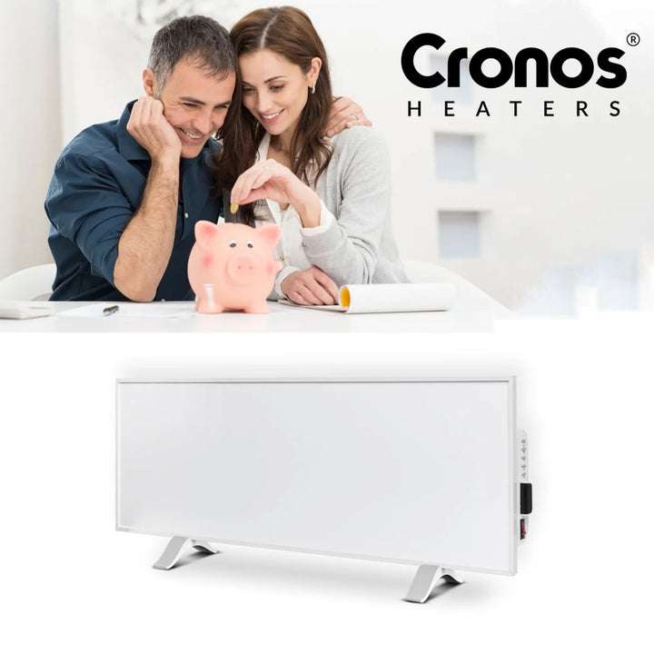 Calefactor por infrarrojos Cronos, 330W, blanco, antialérgico, ultrafino, superficie mate, calienta una superficie de hasta 12m2, Synthelith PRO CRP-330TWP Blanco