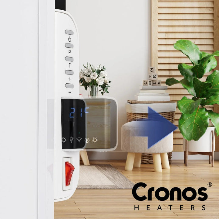Calefactor por infrarrojos Cronos, 330W, blanco, antialérgico, ultrafino, superficie mate, calienta una superficie de hasta 12m2, Synthelith PRO CRP-330TWP Blanco
