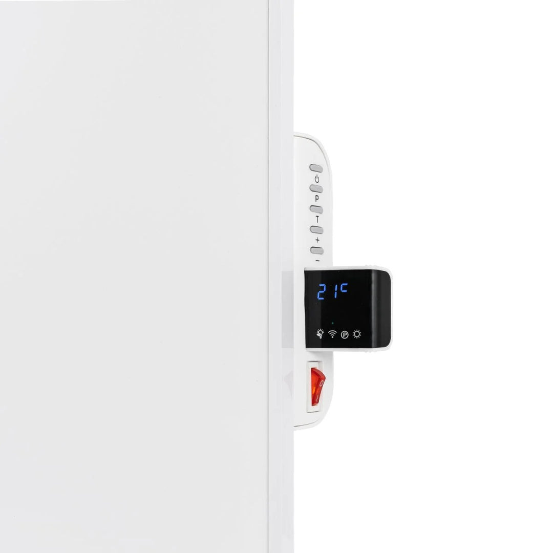 Calefactor por infrarrojos Cronos, 500W, blanco, antialérgico, ultrafino, superficie mate, calienta hasta 14m2, Synthelith PRO CRP-500TWP Blanco