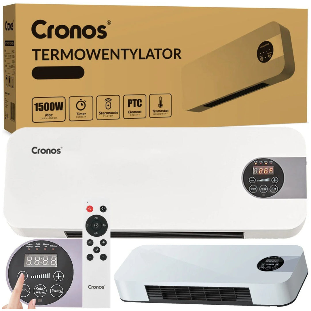 Cortina de aire ventilada Cronos, 1500W, bajo consumo, gran ángulo de descarga, mando a distancia, HFH-201