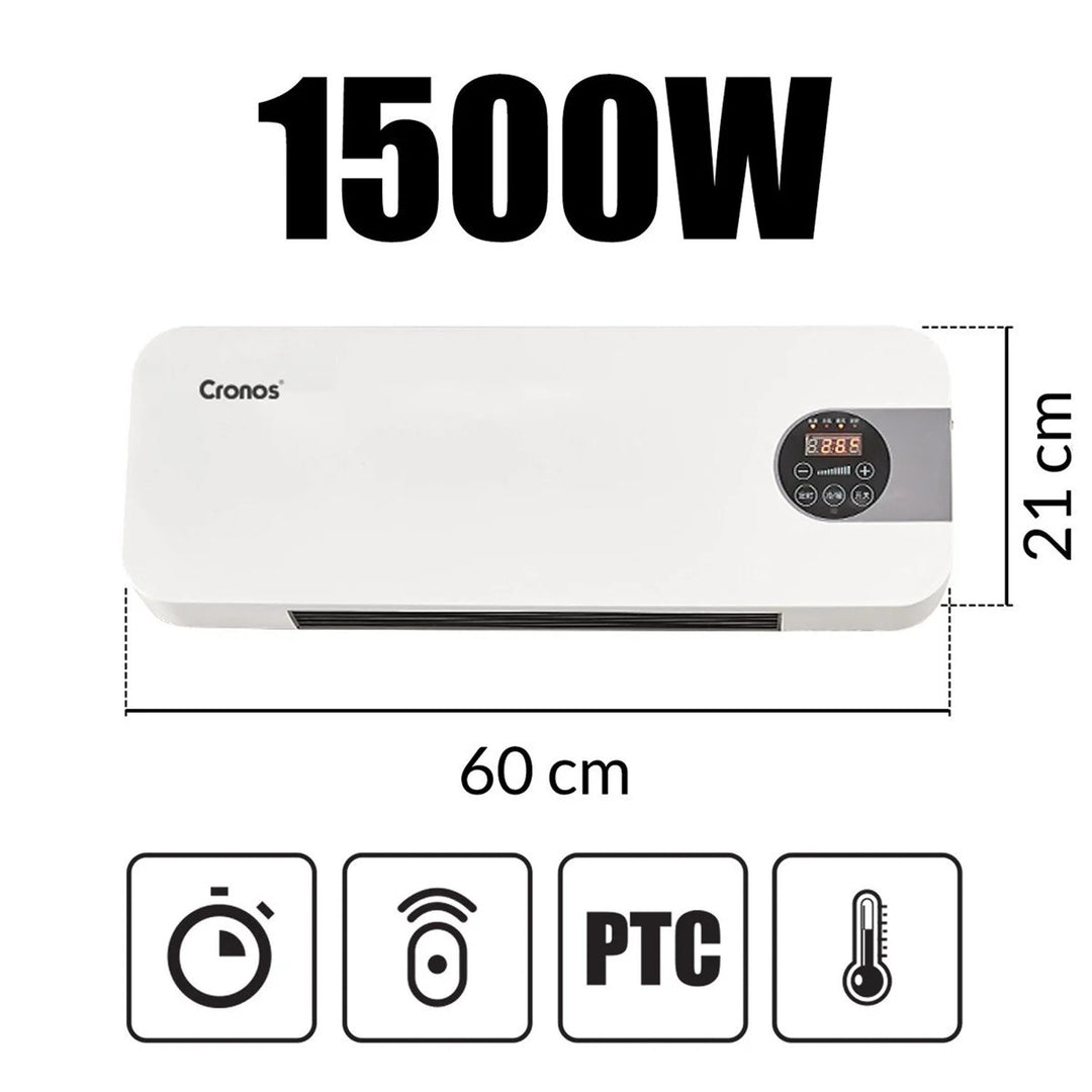 Cortina de aire ventilada Cronos, 1500W, bajo consumo, gran ángulo de descarga, mando a distancia, HFH-201