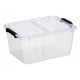 Contenedor de doble tapa Plast Team Home Box Flex 15L, tapa plegable, clips de seguridad, transparente, 23010800