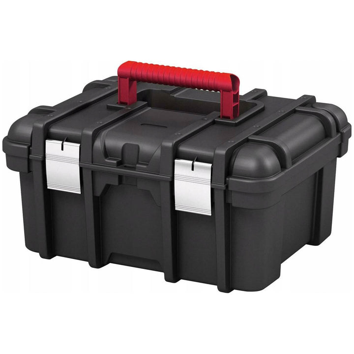 Caja para herramientas Keter, cierres metálicos, asa ergonómica, caja para herramientas ancha de 16''.