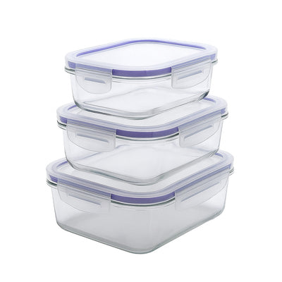 Juego de 3 recipientes Practic para alimentos, capacidad 0,6, 1 y 2 l, tapas con clips