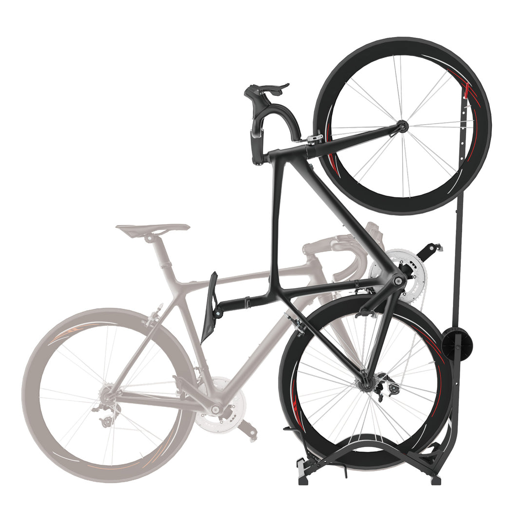 Soporte de suelo para bicicletas Maclean, independiente, horizontal/vertical, para almacenamiento, acero, carga máxima de 35 kg, MC-170