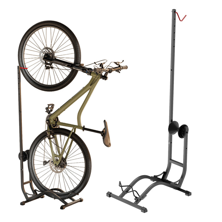 Soporte de suelo para bicicletas Maclean, independiente, horizontal/vertical, para almacenamiento, acero, carga máxima de 35 kg, MC-170