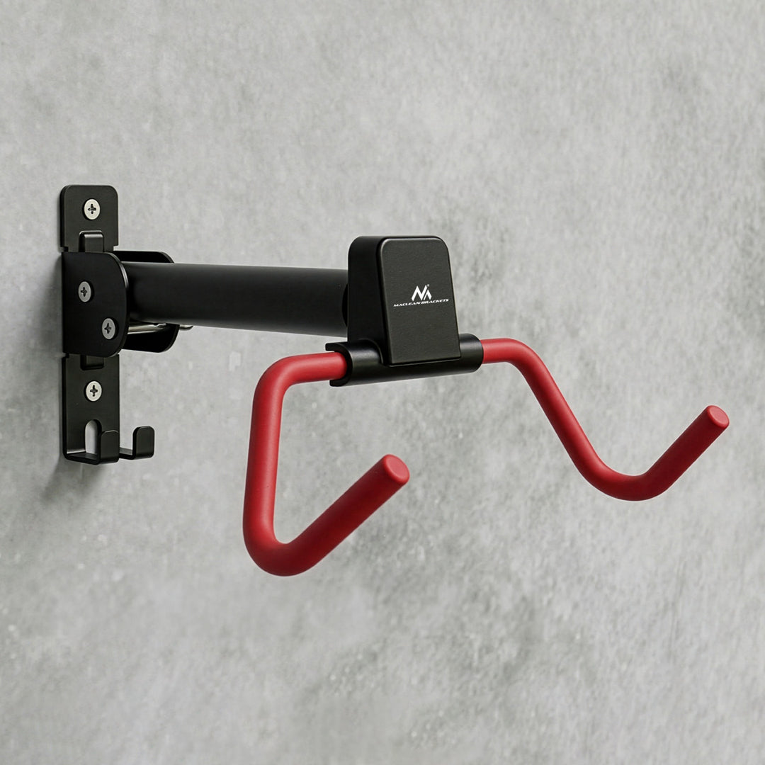 Soporte/colgador de pared para bicicletas Maclean, horizontal, acero, carga máxima de 30 kg, ángulo ajustable, MC-172