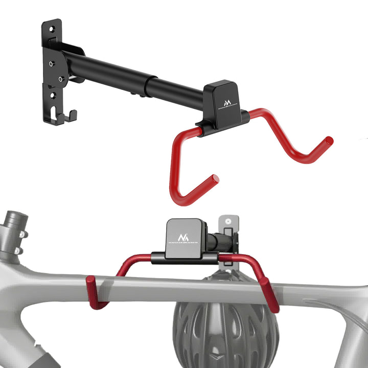 Soporte/colgador de pared para bicicletas Maclean, horizontal, acero, carga máxima de 30 kg, ángulo ajustable, MC-172