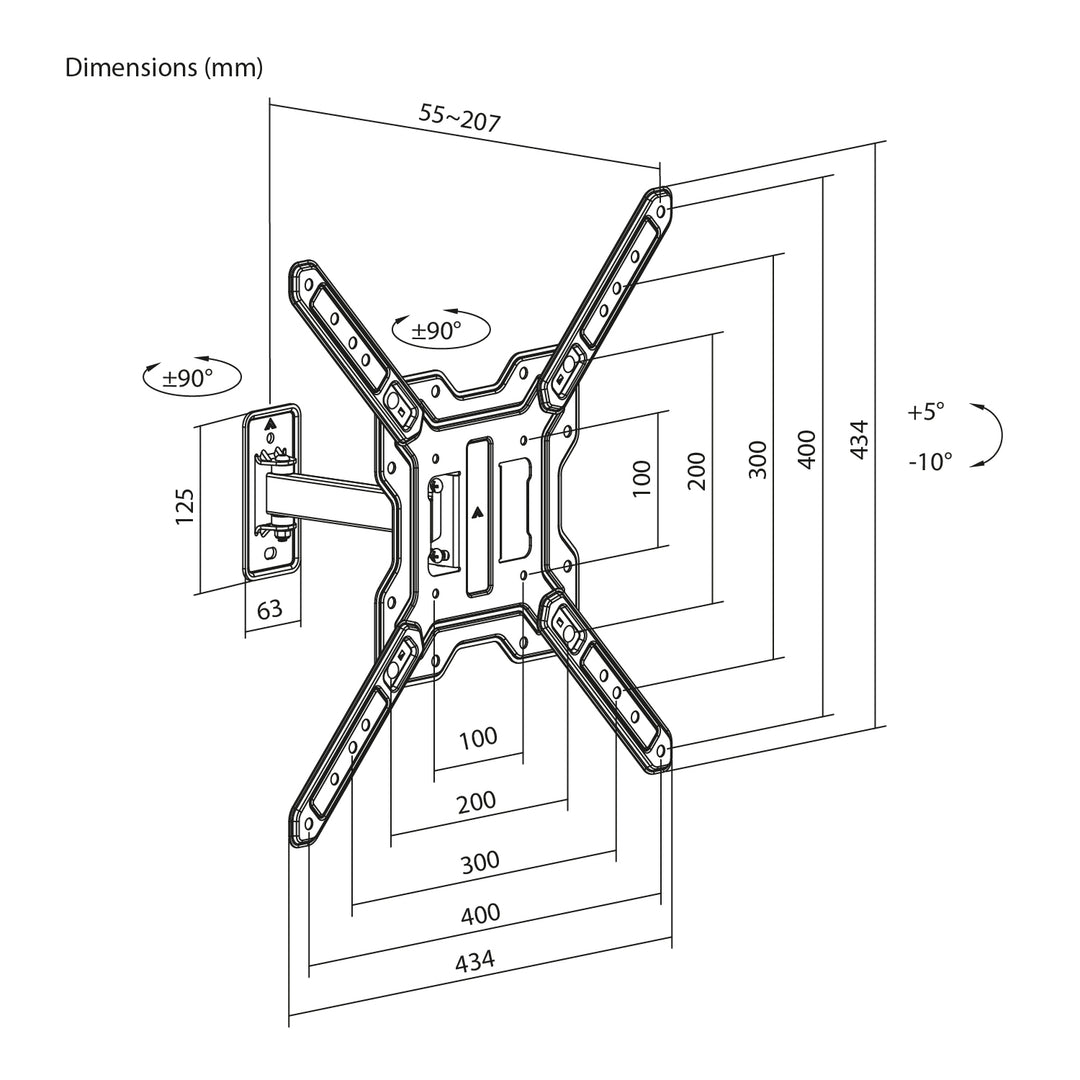 Soporte / colgador para TV o monitor Maclean, máx. 23-65", carga máxima de 30 kg, universal, VESA máx. 400x400, MC-758 N