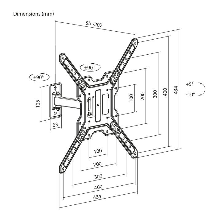 Soporte / colgador para TV o monitor Maclean, máx. 23-65", carga máxima de 30 kg, universal, VESA máx. 400x400, MC-758 N