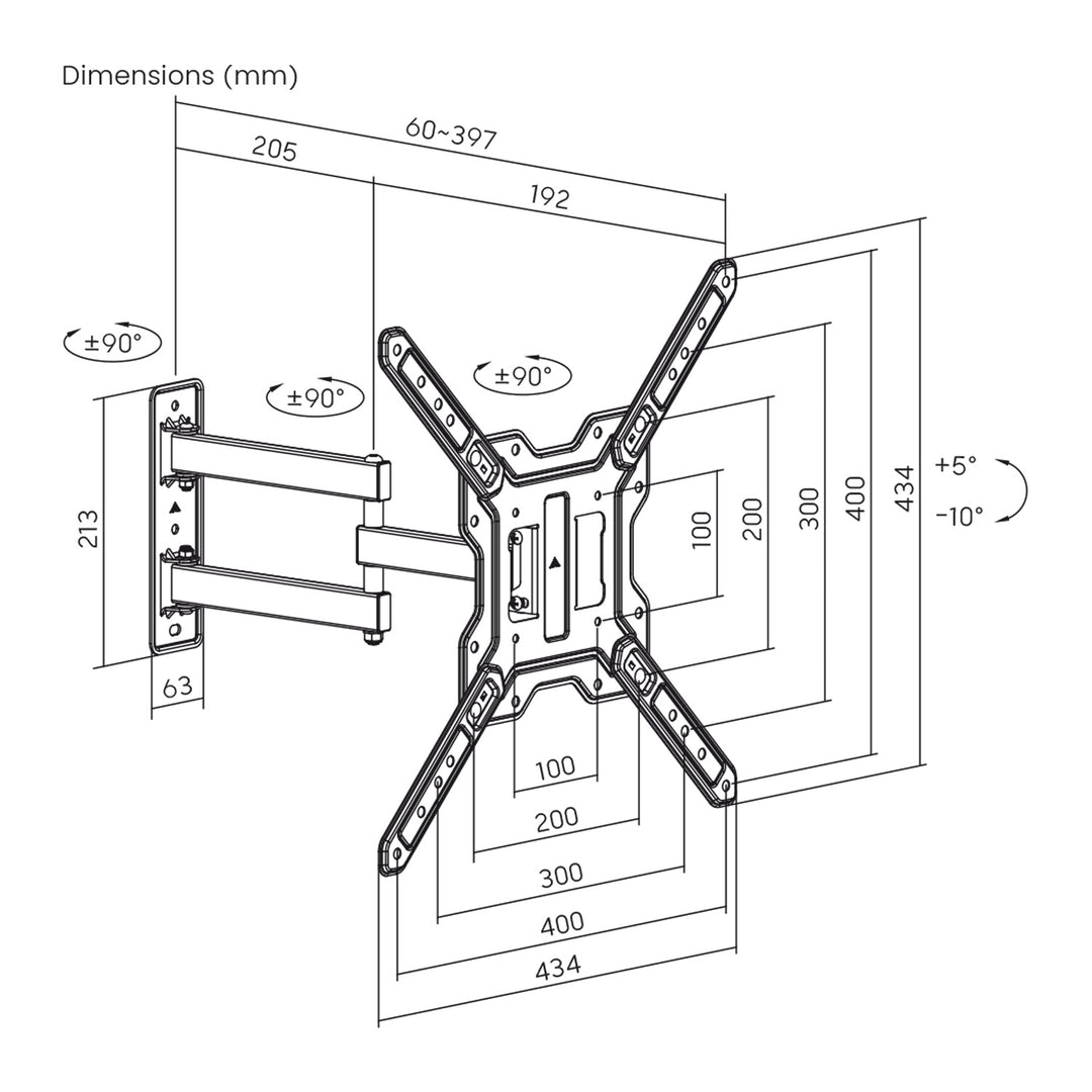Soporte / colgador para TV o monitor Maclean, máx. 23-65", carga máxima 30 kg, universal, VESA máx. 400x400, MC-759 N
