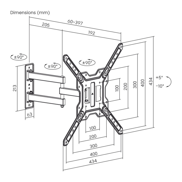 Soporte / colgador para TV o monitor Maclean, máx. 23-65", carga máxima 30 kg, universal, VESA máx. 400x400, MC-759 N