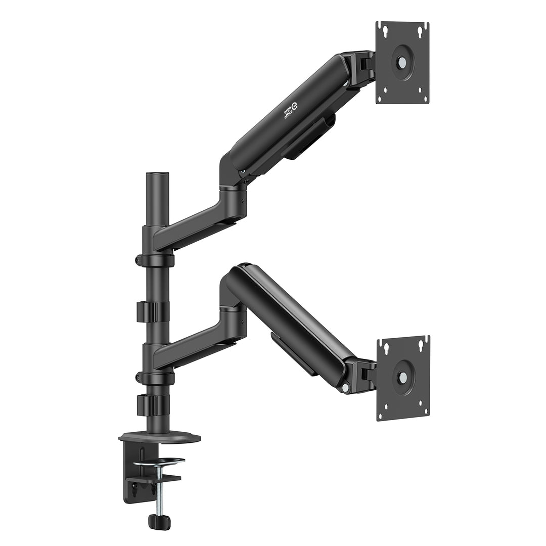 Soporte / colgador para 2 monitores Ergo Office, resorte de gas, 17"-32", 1-10 kg, negro mate, ER-692 B