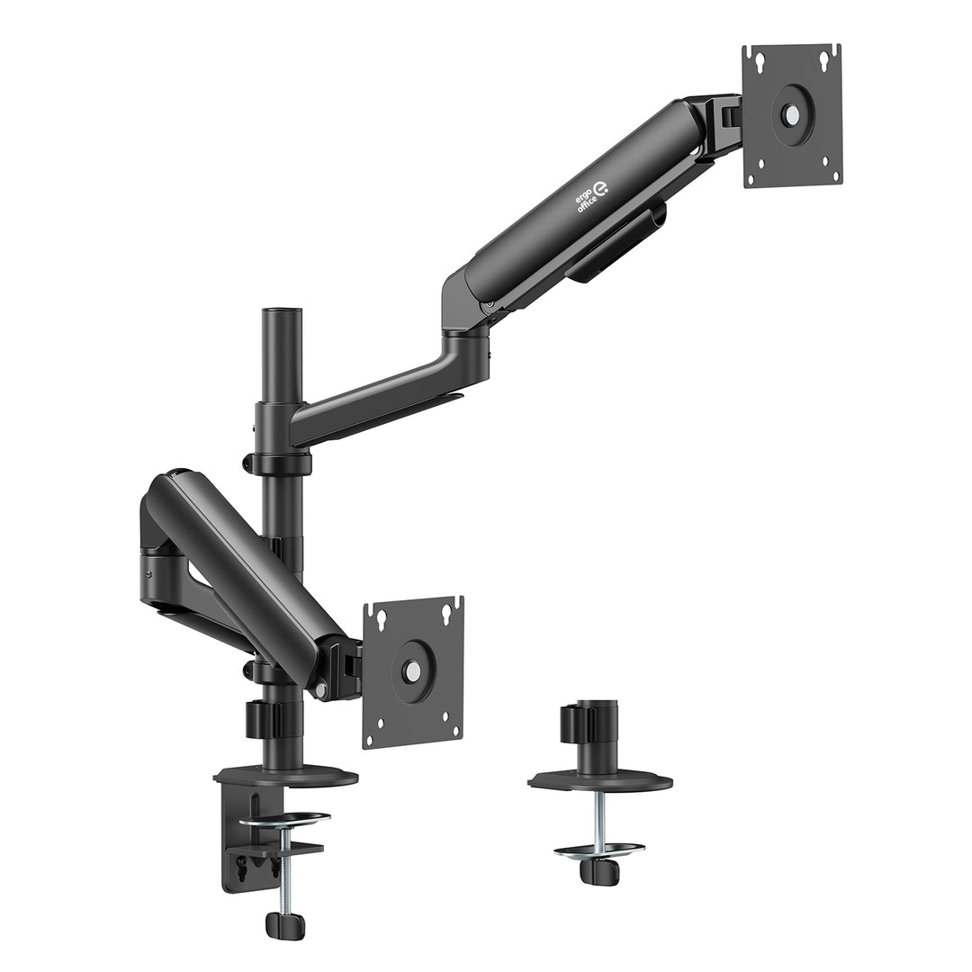 Soporte / colgador para 2 monitores Ergo Office, resorte de gas, 17"-32", 1-10 kg, negro mate, ER-692 B