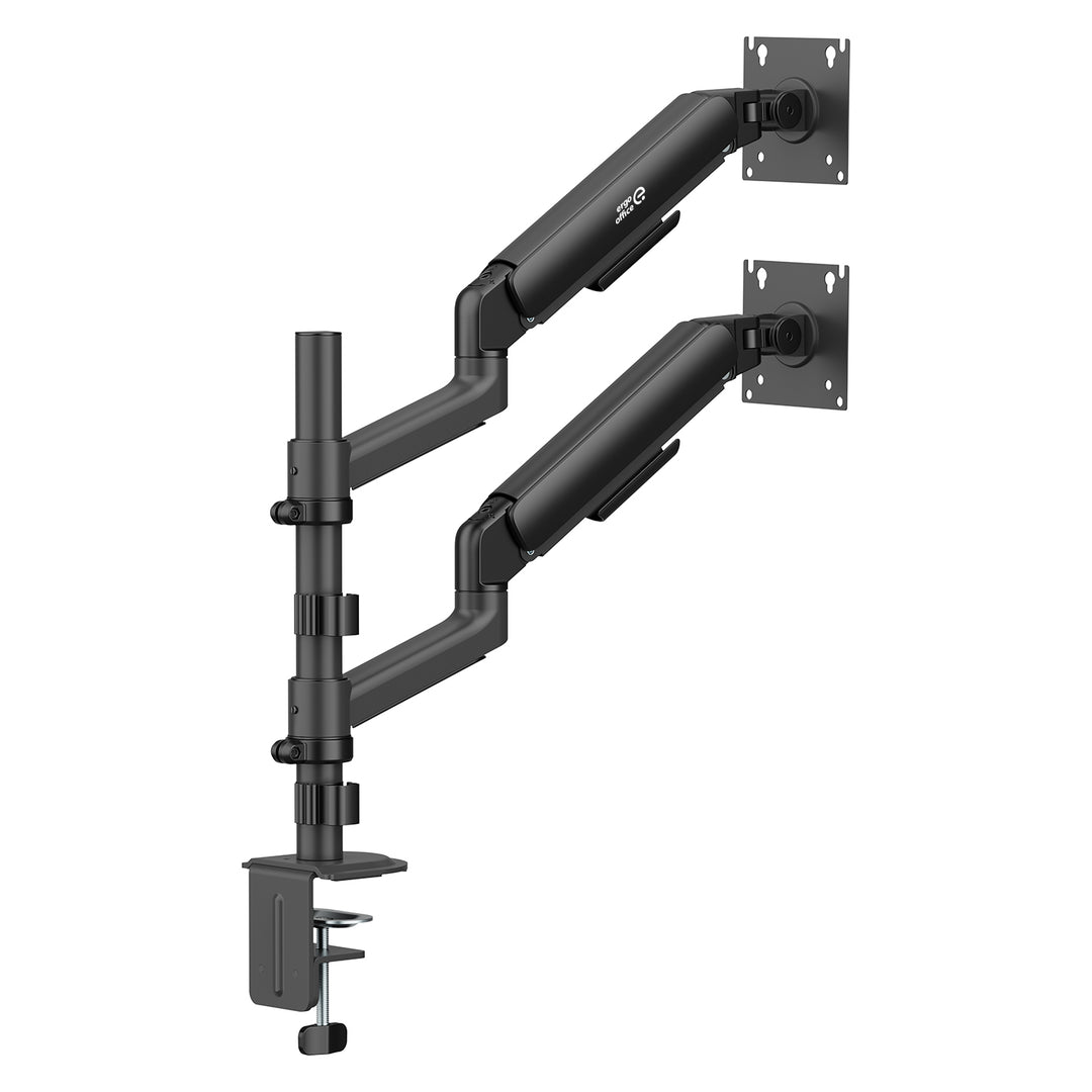 Soporte / colgador para 2 monitores Ergo Office, resorte de gas, 17"-32", 1-10 kg, negro mate, ER-692 B