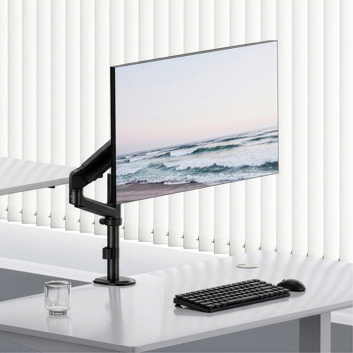 Soporte / colgador para monitor Ergo Office, resorte de gas, 17"-32", 1-10 kg, negro mate, VESA máx. 100x100, ER-691 B