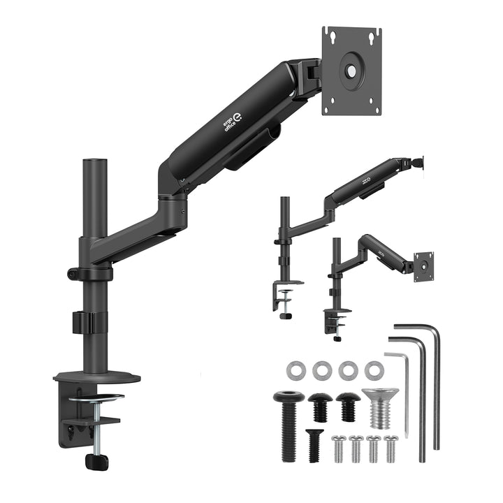 Soporte / colgador para monitor Ergo Office, resorte de gas, 17"-32", 1-10 kg, negro mate, VESA máx. 100x100, ER-691 B