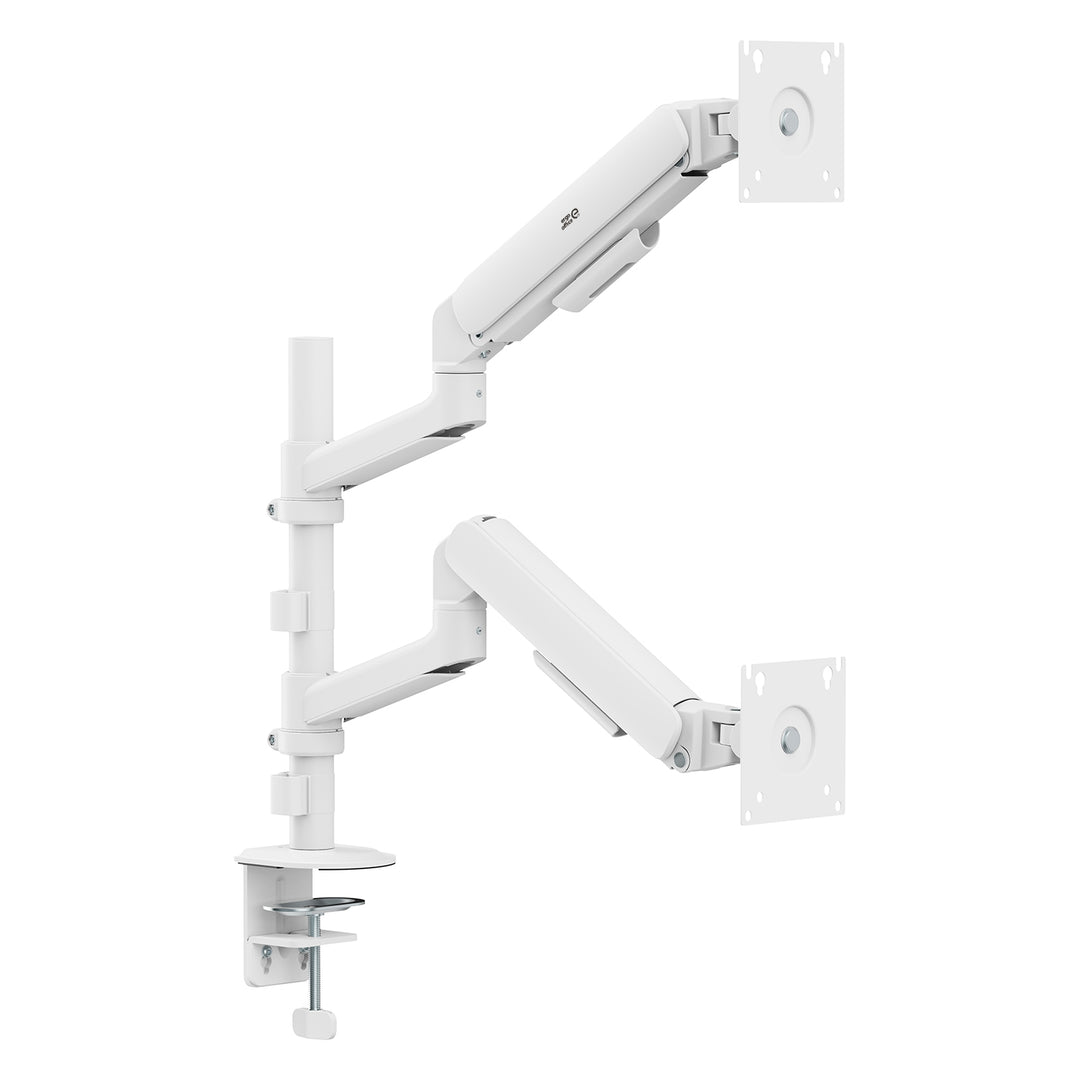 Soporte / colgador para 2 monitores Ergo Office, resorte de gas, 17"-32", 1-10 kg, blanco mate, ER-692 W