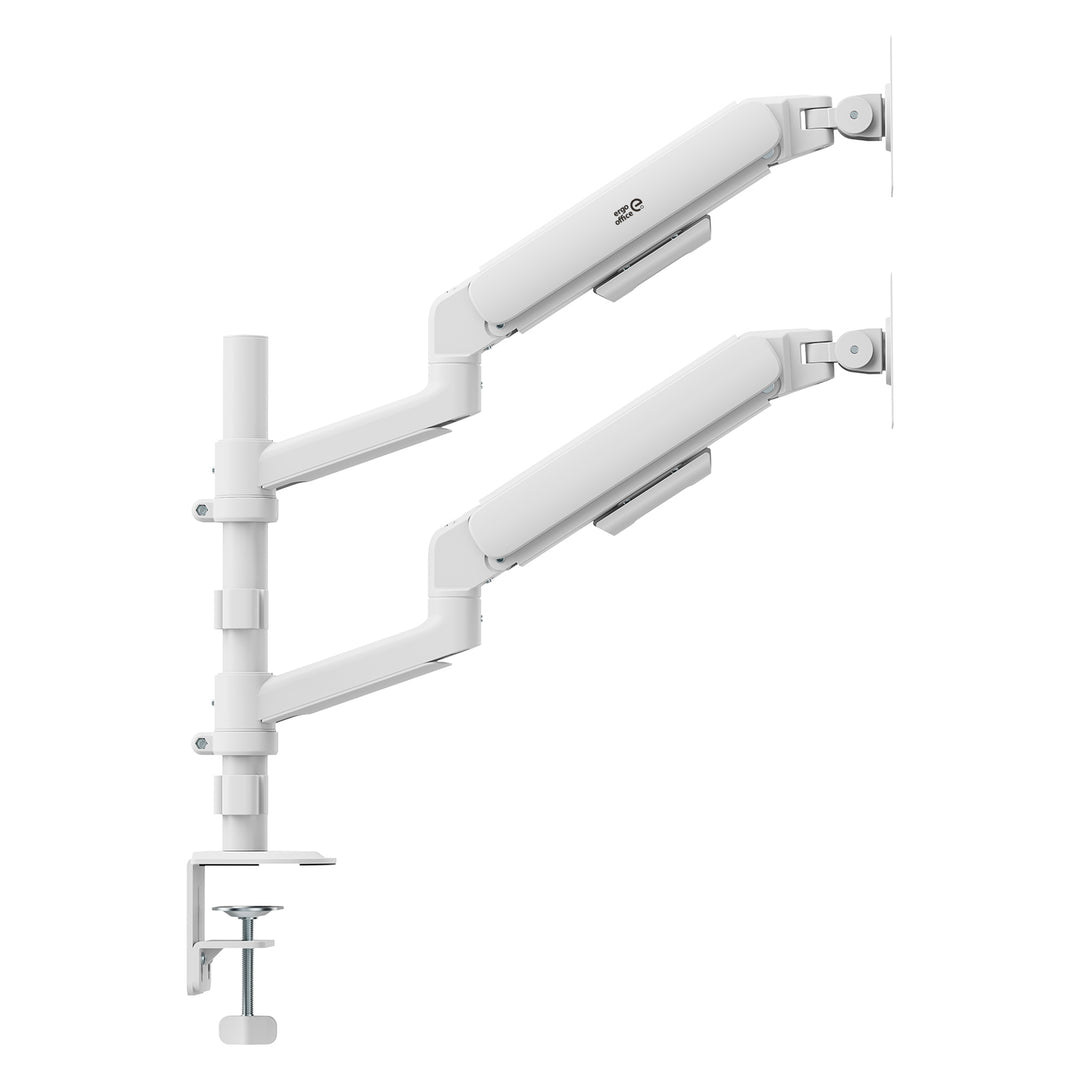 Soporte / colgador para 2 monitores Ergo Office, resorte de gas, 17"-32", 1-10 kg, blanco mate, ER-692 W