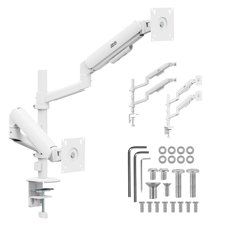 Soporte / colgador para 2 monitores Ergo Office, resorte de gas, 17"-32", 1-10 kg, blanco mate, ER-692 W