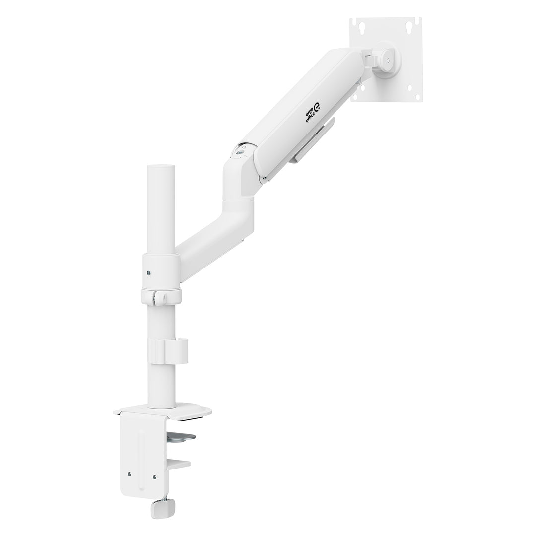 Soporte / colgador para monitor Ergo Office, resorte de gas, 17"-32", 1-10 kg, blanco mate, VESA máx. 100x100, ER-691 W