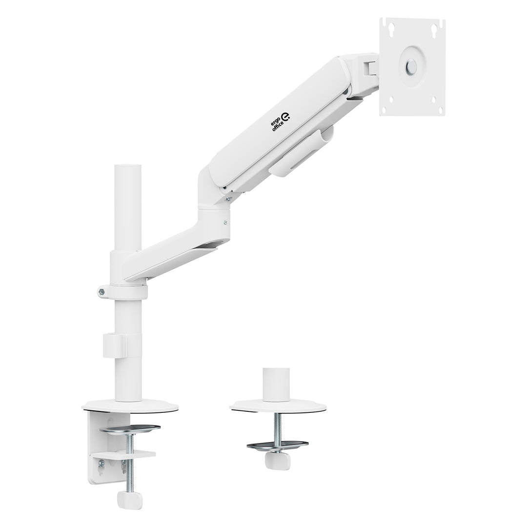 Soporte / colgador para monitor Ergo Office, resorte de gas, 17"-32", 1-10 kg, blanco mate, VESA máx. 100x100, ER-691 W