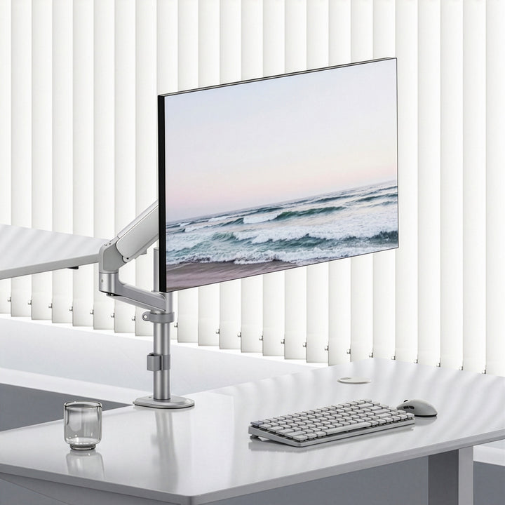 Soporte / colgador para monitor Ergo Office, resorte de gas, 17"-32", 1-10 kg, blanco mate, VESA máx. 100x100, ER-691 W
