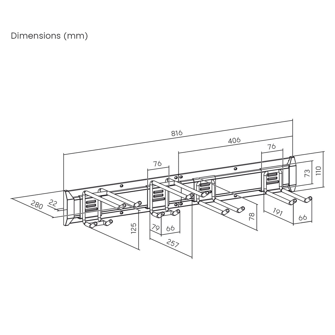 Organizador de pared para herramientas Maclean, de acero, carga máxima de 136 kg, anchura de 816 mm, MC-178