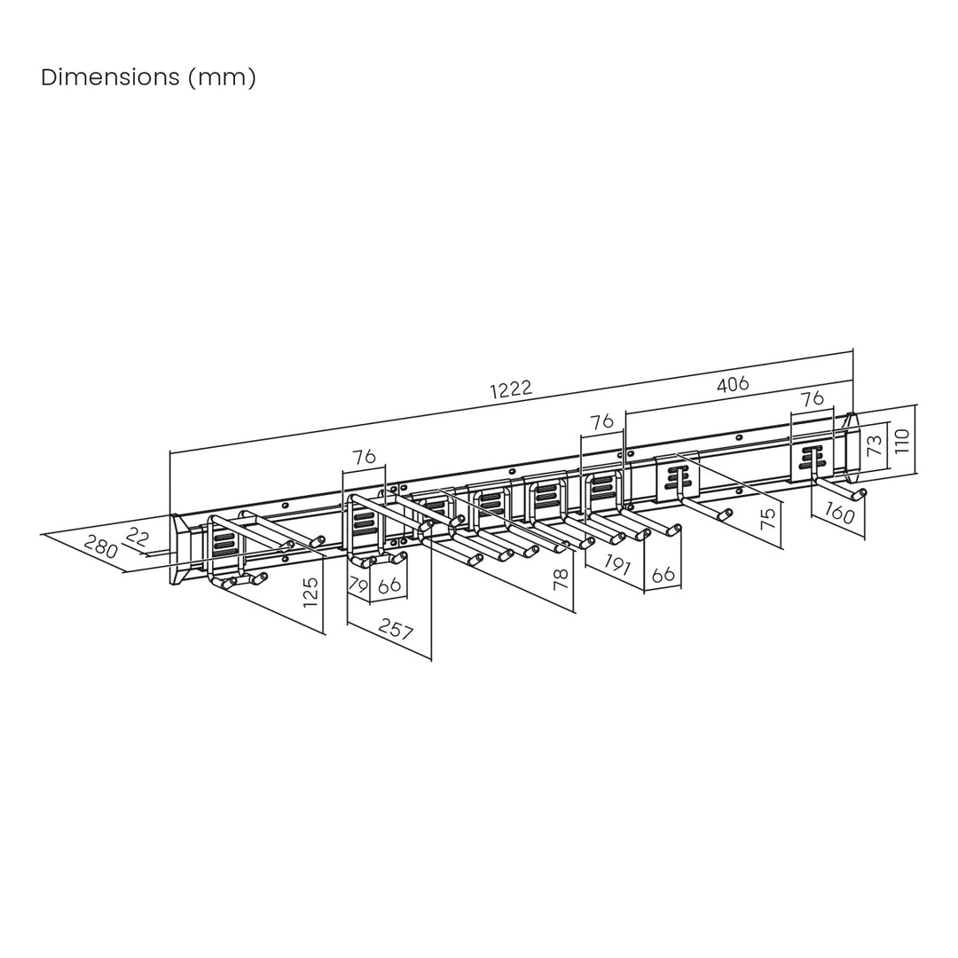 Organizador de pared para herramientas Maclean, de acero, carga máxima de 228 kg, anchura de 1222 mm, MC-179