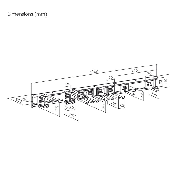Organizador de pared para herramientas Maclean, de acero, carga máxima de 228 kg, anchura de 1222 mm, MC-179