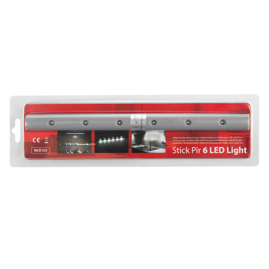 Lámpara de cocina bajo armario Maclean 6LED, oblonga, con sensor de movimiento, 5xAA, MCE123 + 5x pila alcalina AAA Varta Industrial