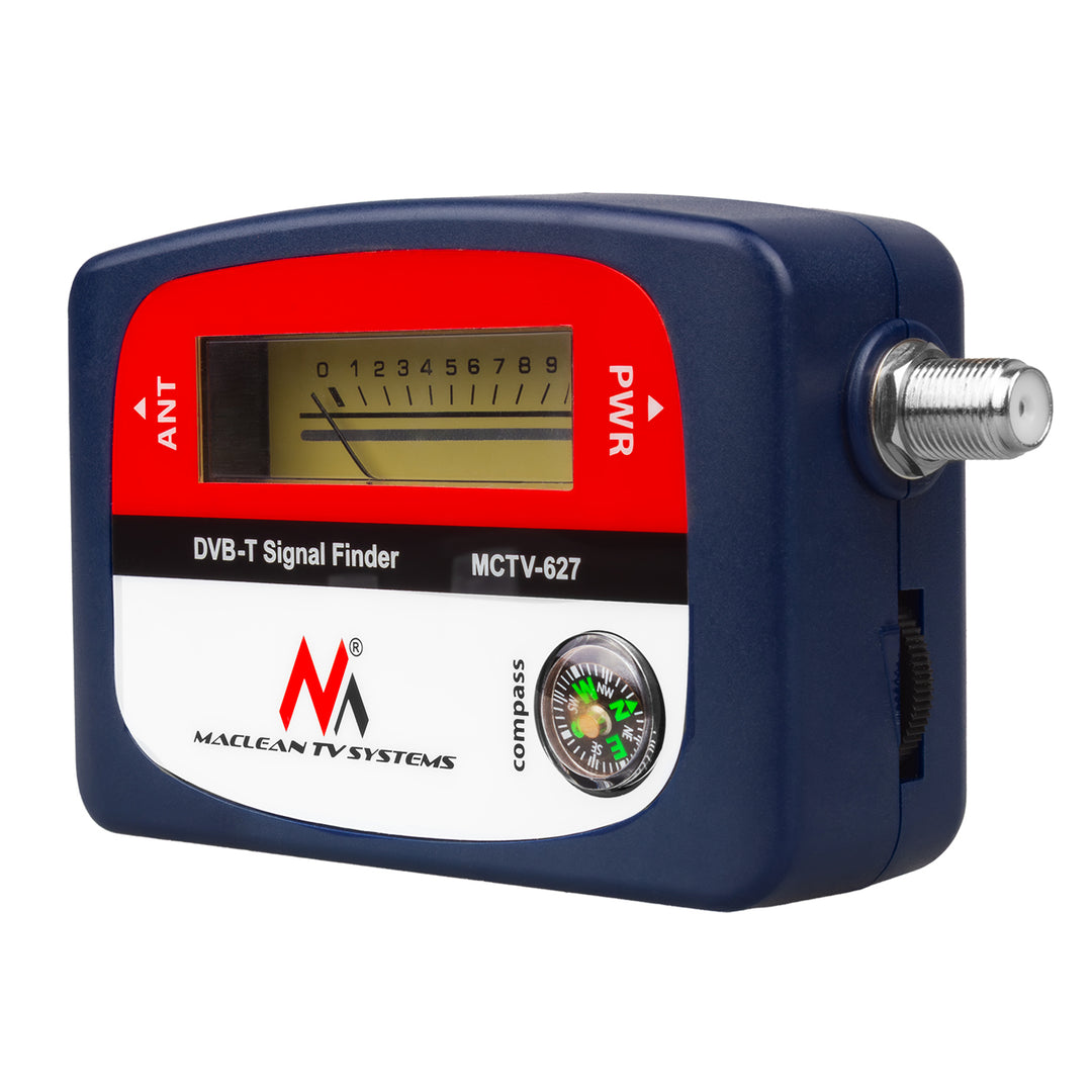 Medidor de TV DVB-T Maclean, maletín, cable de 25 cm F-F, MCTV-627 + 10 pilas AA Varta Industrial