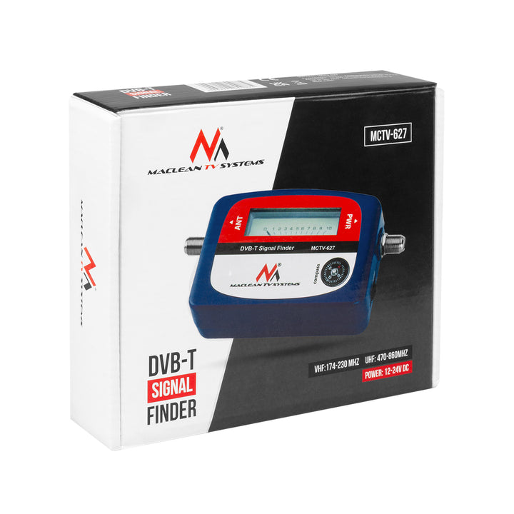 Medidor de TV DVB-T Maclean, maletín, cable de 25 cm F-F, MCTV-627 + 10 pilas AA Varta Industrial