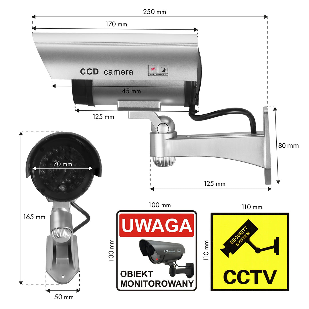 Cámara simulada con LED intermitente IR1100 S IR externo + 2 pilas Varta Industrial AA