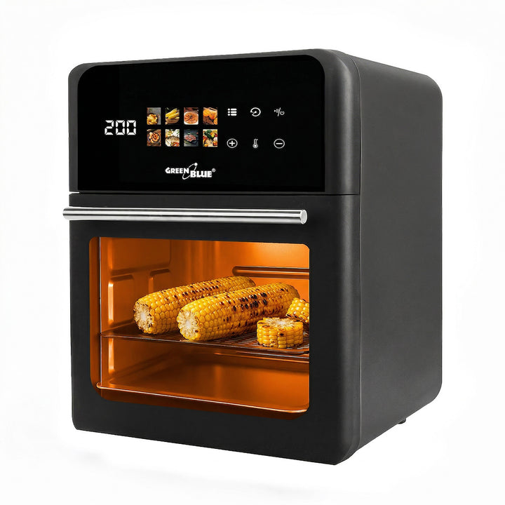 Freidora sin aceite AIR FRYER GreenBlue, potencia de 1800 W, capacidad de 10 l, 8 programas, accesorios, temporizador, GB950