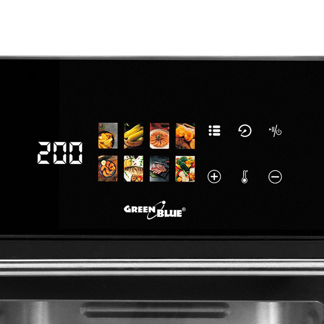 Freidora sin aceite AIR FRYER GreenBlue, potencia de 1800 W, capacidad de 10 l, 8 programas, accesorios, temporizador, GB950