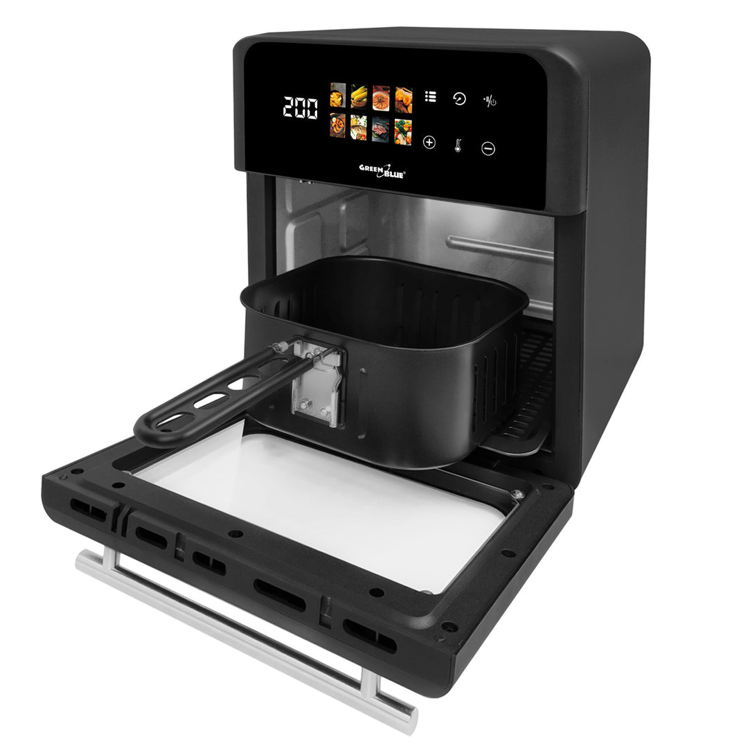 Freidora sin aceite AIR FRYER GreenBlue, potencia de 1800 W, capacidad de 10 l, 8 programas, accesorios, temporizador, GB950