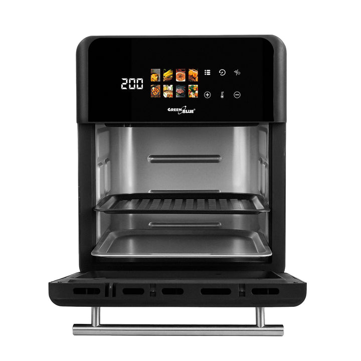 Freidora sin aceite AIR FRYER GreenBlue, potencia de 1800 W, capacidad de 10 l, 8 programas, accesorios, temporizador, GB950